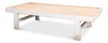 Sarreid 40429-1 - Panel Coffee Table, Natural Top, Whitewash, 80"W 40429-1