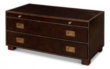 Sarreid 40467 - Gentleman's Fine Chest, Brown Leather, 40"W 40467