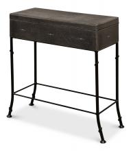 Sarreid 40470 - Gabriella Accent Table, Gray Leather, Iron Frame, 24"W 40470