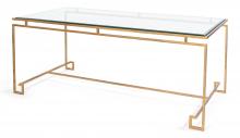 Sarreid 40473 - Parallel Lines Coffee Table, Clear Glass Top, Antique Gold Frame, 48"W 40473