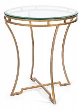 Sarreid 40475 - Round Side Table, Clear Glass Top, Antique Gold Frame, 22"H 40475
