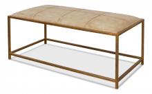 Sarreid 40578 - Montvale Bench, Beige, Brass Frame, 48"W 40578