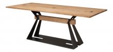 Sarreid 40654 - Rift Dining Table, Natural, Gunmetal Frame, 83"W 40654