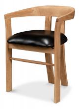 Sarreid 40664 - Rift Dining Chair, Black Leather, Natural Frame, 29"H 40664