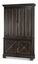 Sarreid 40706 - Painted Directoire Cupboard, Dark Gray, Gold Accents, 54"W 40706