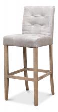 Sarreid 40729 - The Dude Bar Stool, Whitewash Leather, Ash Wood Frame, 30"H 40729