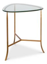 Sarreid 52640 - Petit Side Table, Clear Glass Top, Antique Brass Frame, 27"H 52640