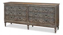 Sarreid 52644 - 30 Circles Credenza, Distressed Black, 80"W 52644