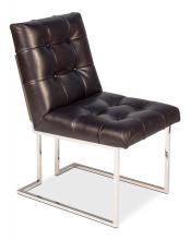 Sarreid 52682 - Hubbard Side Chair, Black Leather, Stainless Steel Frame, 20"H 52682