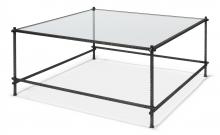 Sarreid 52772 - Serrated Edge Coffee Table, Clear Glass Top, Iron Frame, 45"W 52772