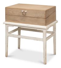 Sarreid 52976 - Warmly Accent Table, Pine Wood, Distressed Gray Base, 24"W 52976