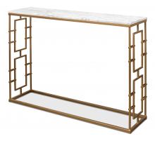 Sarreid 53134 - Brass Gate Console, White Marble Top, Gold Frame, 48"W 53134