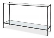 Sarreid 53150 - Hand Chased Iron Console, Clear Glass, Iron Frame, 60"W 53150