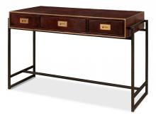 Sarreid 53151 - Gabriella Desk, Brown Leather, Bronze Frame, 49"W 53151