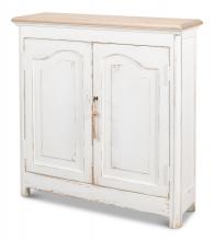 Sarreid 53180 - The Amelie Petite Commode, Pine Wood Top, Antique White, 35"W 53180