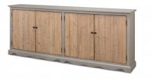 Sarreid 53205 - Le Gris Sideboard, Distressed Gray, Pine Wood Doors, 90"W 53205