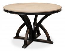 Sarreid 53210 - Sincerity Accent Table, Sun-Bleached Wood Top, Distressed Black Base, 48"W 53210