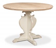 Sarreid 53233 - Looks Like An Antique Bistro Table, Natural Top, Antique White Base, 42"W 53233