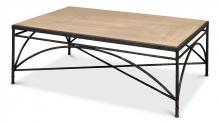 Sarreid 53349 - Vineyards Cocktail Table, Pine Wood Top, Cast Iron Base, 54"W 53349