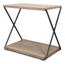 Sarreid 53354 - Nathanial Side Table, Pine Wood, Iron Frame, 25"H 53354