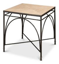 Sarreid 53357 - Vineyards Side Table, Pine Wood, Iron Frame, 26"H 53357