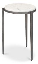 Sarreid 53373 - Gabi Side Table, White Marble Top, Gunmetal Frame, 24"H 53373