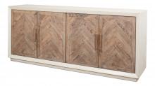 Sarreid 53415-3 - Hollis Sideboard, Antique White, Pine Wood Doors, 80"W 53415-3