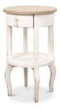 Sarreid 53440 - Ruby Side Table, Natural Top, Antique White, 24"H 53440