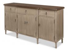 Sarreid 53503 - Asher Sideboard, 4-Door, Barn Gray, Brown Top, 67"W 53503