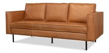 Sarreid 53522 - Esprit Sofa, Light Brown Leather, Iron Legs, 74"W 53522