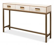 Sarreid 53553-4 - Gideon Console, Distressed White, Gold, 54"W 53553-4