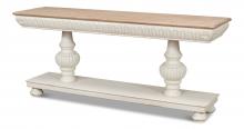 Sarreid 53580-3 - Hugo Console, Natural Top, Antique White, 74"W 53580-3