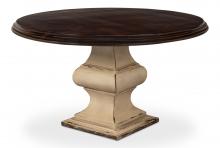 Sarreid 53634 - Elias Dining Table, Round, Brown, Cream, 54"W 53634