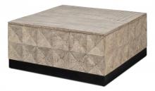 Sarreid 53655 - Geo Coffee Table, Large, Gray, Iron Base, 36"W 53655