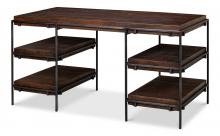 Sarreid 53665 - Ernest Desk, Wood, Iron Frame, 60"W 53665