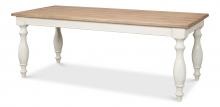 Sarreid 53683-3 - Brie Dining Table, Natural Top, Antique White, 84"W 53683-3