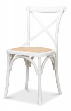 Sarreid 53704 - Tuileries Side Chair, Tan Padded Woven Cane Seat, White Frame, 35"H 53704
