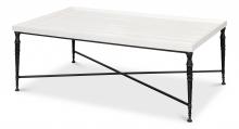 Sarreid 53763 - Nathanial Elegance Cocktail Table, Off-White Top, Antique Black Base, 52"W 53763