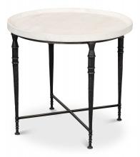 Sarreid 53767 - Nathanial Elegance Side Table, Off-White Top, Antique Black Base, 25"H 53767