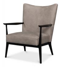 Sarreid 53786 - Dewitt Armchair, Gray Leather, Black Frame, 38"H 53786