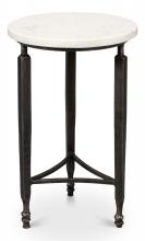 Sarreid 53803 - Mykos Side Table, White Marble Top, Iron Base, 25"H 53803