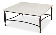 Sarreid 53806 - Mykos Coffee Table, White Marble Top, Iron Base, 42"W 53806