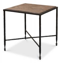 Sarreid 53810 - Castle Gate Side Table, Barn Gray Top, Iron Base, 25"H 53810