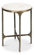 Sarreid 53838 - Gimlet End Table, White Marble Top, Brass Frame, 17"W 53838