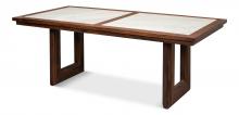 Sarreid 53842 - Versatilis Dining Table, White Marble Top, Brown, 84"W 53842