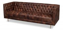 Sarreid 53852 - Damian Sofa, Brown Leather, 82"W 53852