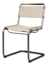 Sarreid 53887 - Patton Dining Chair, Beige Canvas, Stainless Steel Frame, 18"H 53887