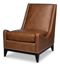 Sarreid 53894 - Brandy Accent Chair, Chocolate Leather, Black Base, 38"H 53894