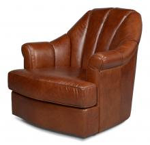 Sarreid 53895 - Scoth Swivel Chair, Havana Brown Leather, 35"H 53895