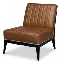 Sarreid 53897 - Agave Slipper Chair, Chocolate Leather, Black Frame, 33"H 53897